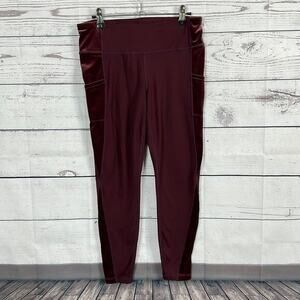 Gap Fit‎ Leggings Womens Medium Red Purple Wine Velvet Sides Pockets Midrse
